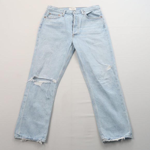 Agolde Riley High Rise Straight Leg Crop Jeans in Shatter Size 29 - Picture 4 of 12